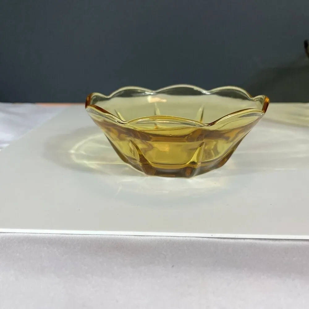 Anchor Hocking Bowl Set Honey Gold Set  Serving Yellow Swedish Modern Vtg